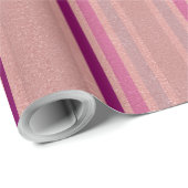 Roos Gold Faux Folie Glitter Roze Paarse strips Cadeaupapier (Rol Hoek)
