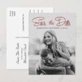 Roos Gold Faux Folie Save the Date Briefkaart (Voorkant / Achterkant)