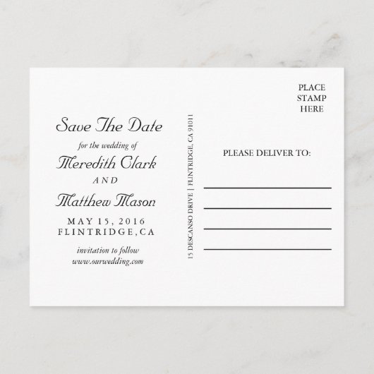 Roos Gold Faux Folie Save the Date Briefkaart (Achterkant)