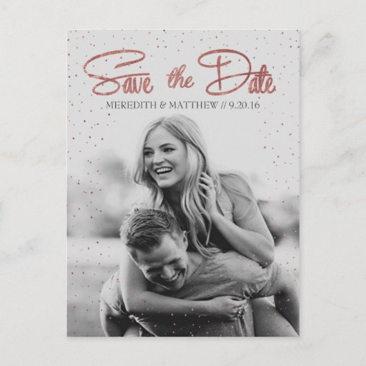 Roos Gold Faux Folie Save the Date Briefkaart (Voorkant)