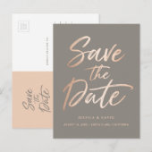 Roos Gold Faux Folie Script Aankondigingskaart (Voorkant / Achterkant)