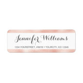Roos Gold Faux Folie Stripes Retour Adreslabel Etiket (Voorkant)