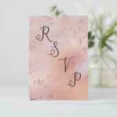 Roos Gold Faux Folie Textuur en olie RSVP Kaartje (Staand voorkant)