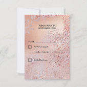 Roos Gold Faux Folie Textuur en olie RSVP Kaartje (Achterkant)