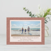 Roos Gold Faux Glitter | 1 Fotovakantie Feestdagenkaart (Staand voorkant)