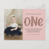 Roos Gold Faux Glitter 1e verjaardag Hartelijk dan Briefkaart (Voorkant)