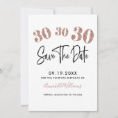 Roos Gold Faux Glitter 30e verjaardag Save The Date (Voorkant)