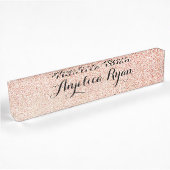 Roos Gold Faux Glitter - Aangepast zwart script Naambordje
