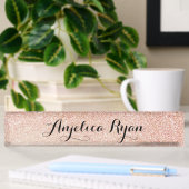 Roos Gold Faux Glitter - Aangepast zwart script Naambordje