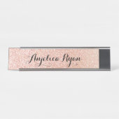 Roos Gold Faux Glitter - Aangepaste scriptnaam Bureau Naambordje (Voorkant)