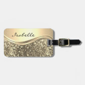Roos Gold Faux Glitter Bling Personalized Metal Bagagelabel (Voorkant horizontaal)