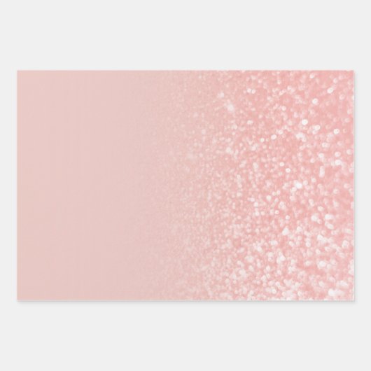 Roos Gold Faux Glitter Blush Ombre Mix Inpakpapier Vel (Voorkant 2)