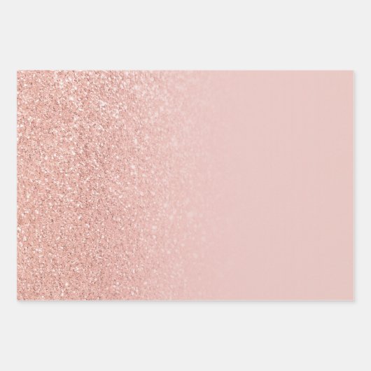 Roos Gold Faux Glitter Blush Ombre Mix Inpakpapier Vel (Voorkant)