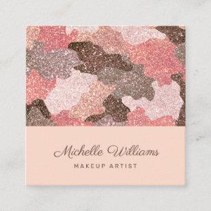 Roos Gold Faux Glitter Camouflage Professional Vierkante Visitekaartje