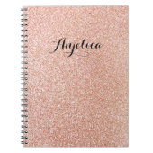 Roos Gold Faux Glitter Custom Script Name Notitieb Notitieboek (Voorkant)