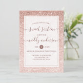 Roos Gold Faux Glitter Elegant Sweet 16 Birthday Kaart (Staand voorkant)