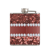 Roos Gold Faux Glitter en Diamonds - Persoonlijk Heupfles (Achterkant)