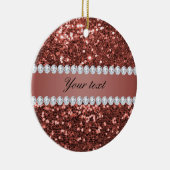 Roos Gold Faux Glitter en Diamonds - Persoonlijk Keramisch Ornament (Rechts)