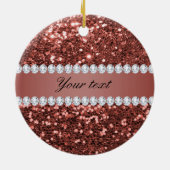 Roos Gold Faux Glitter en Diamonds - Persoonlijk Keramisch Ornament (Achterkant)