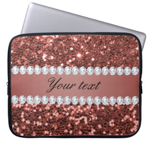 Roos Gold Faux Glitter en Diamonds - Persoonlijk Laptop Sleeve