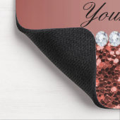 Roos Gold Faux Glitter en Diamonds - Persoonlijk Muismat (Hoek)