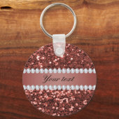 Roos Gold Faux Glitter en Diamonds - Persoonlijk Sleutelhanger (Voorkant)