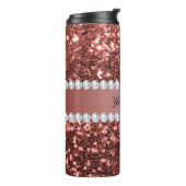 Roos Gold Faux Glitter en Diamonds - Persoonlijk Thermosbeker (Gedraaid links)