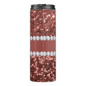 Roos Gold Faux Glitter en Diamonds - Persoonlijk Thermosbeker (Achterkant)