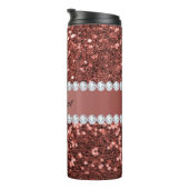 Roos Gold Faux Glitter en Diamonds - Persoonlijk Thermosbeker (Geroteerd rechts)