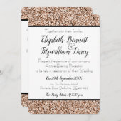 Roos Gold Faux Glitter Evening Kaart (Voorkant / Achterkant)