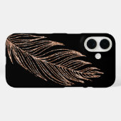 Roos Gold Faux Glitter Feather Case-Mate iPhone Case (Achterkant (horizontaal))