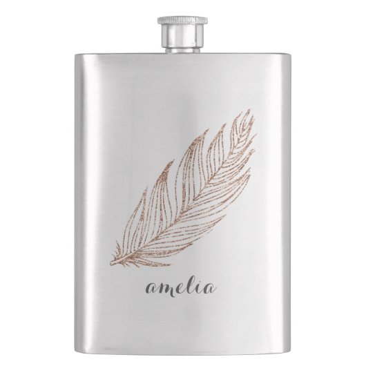 Roos Gold Faux Glitter Feather Speciaal Flacon (Voorkant)