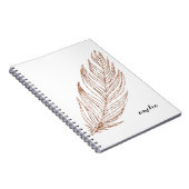 Roos Gold Faux Glitter Feather Speciaal Notitieboek (Rechterzijde)