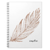 Roos Gold Faux Glitter Feather Speciaal Notitieboek (Voorkant)