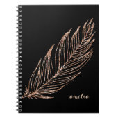 Roos Gold Faux Glitter Feather Speciaal Notitieboek (Voorkant)