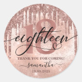 Roos Gold Faux Glitter & Folie 18e verjaardag Ronde Sticker (Voorkant)