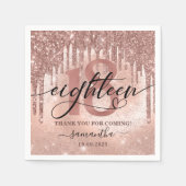 Roos Gold Faux Glitter & Folie 18e verjaardag Servet (Voorkant)