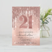 Roos Gold Faux Glitter & Folie 21e verjaardag Kaart (Staand voorkant)