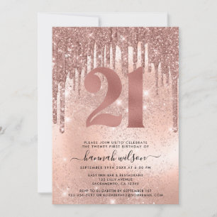 Roos Gold Faux Glitter & Folie 21e verjaardag Kaart