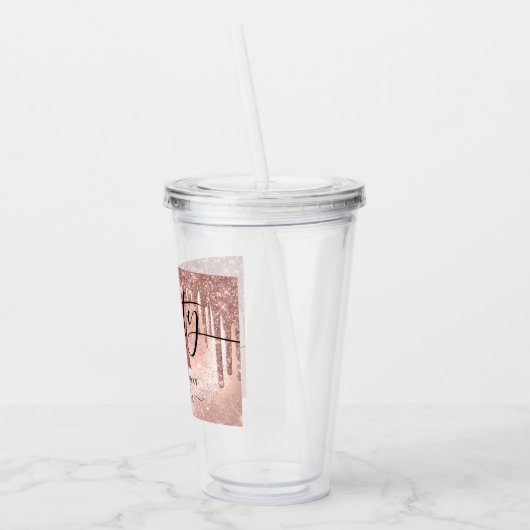 Roos Gold Faux Glitter & Folie 21ste verjaardag Acryl Drinkbeker (Links)