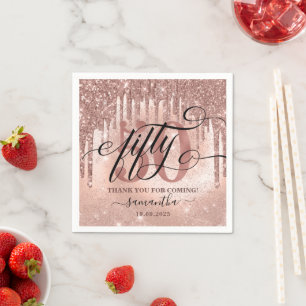 Roos Gold Faux Glitter & Folie 50e verjaardag Servet