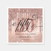 Roos Gold Faux Glitter & Folie 50e verjaardag Servet (Voorkant)