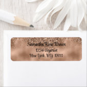 Roos Gold Faux Glitter & Folie Retour Adreslabel Etiket (Insitu)