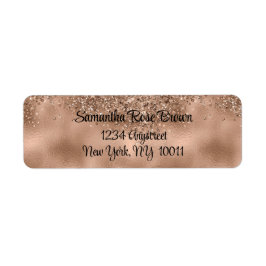Roos Gold Faux Glitter & Folie Retour Adreslabel Etiket