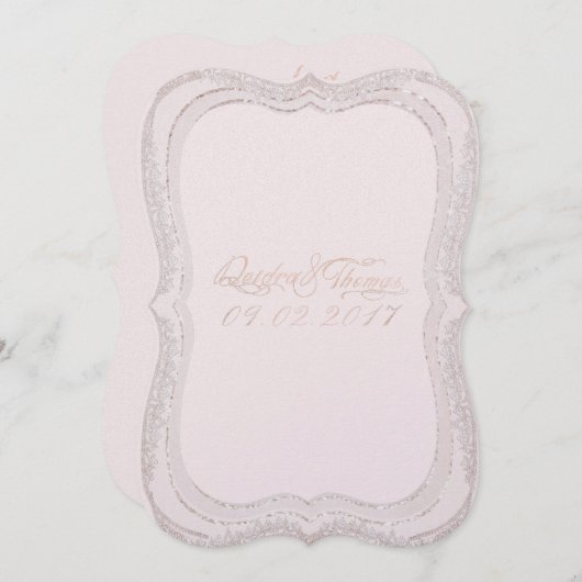 Roos Gold Faux Glitter Gem Uitnodigingen (Voorkant / Achterkant)