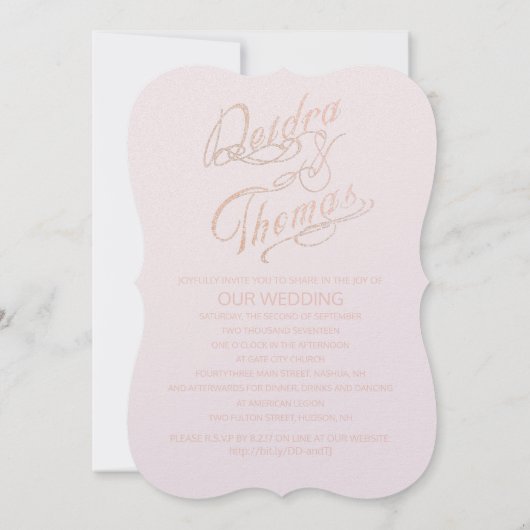 Roos Gold Faux Glitter Gem Uitnodigingen (Achterkant)