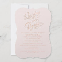 Roos Gold Faux Glitter Gem Uitnodigingen