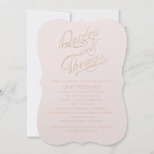 Roos Gold Faux Glitter Gem Uitnodigingen