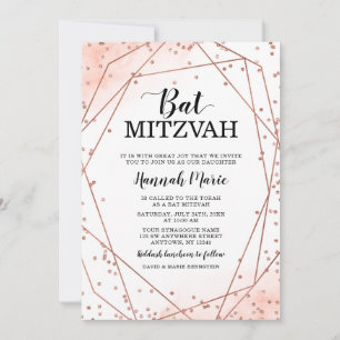 Roos Gold Faux Glitter Geometric Bat Mitzvah Kaart