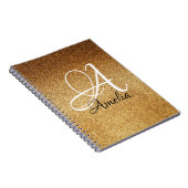 Roos Gold Faux Glitter Gepersonaliseerd Notitieboe Notitieboek (Rechterzijde)